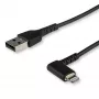 StarTech.com 1,8 m (2 m) vastupidav USB-A–Lightning-kaabel – must, 90° nurgaga, raskeveokindel, aramiidkiuga tugevdatud USB-A–Lightning-laadimis-/sünkroonimisjuhe – Apple MFi sertifitseeritud – iPhone