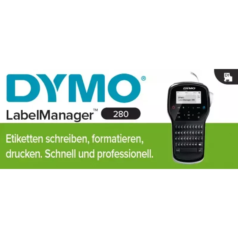 Dymo LabelManager 280 etiketiprinter — termoülekanne, D1-lint 6/9/12 mm, laetav, LCD, QWERTY