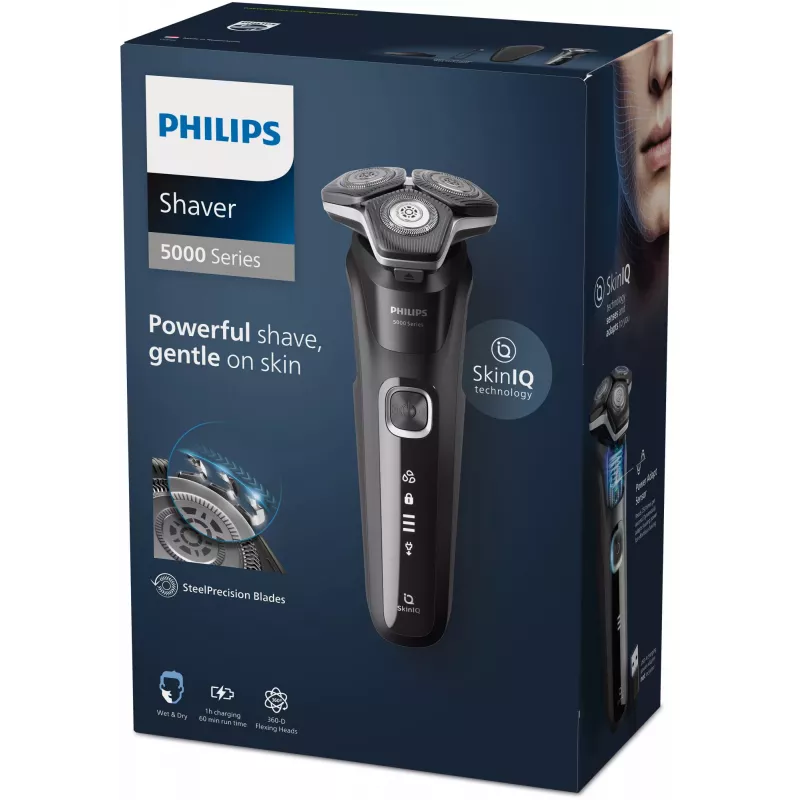 Elektripardel Philips Series 5000 S5898/35 — 3 peaga, märg ja kuiv, SteelPrecision terad, 60 min juhtmevaba