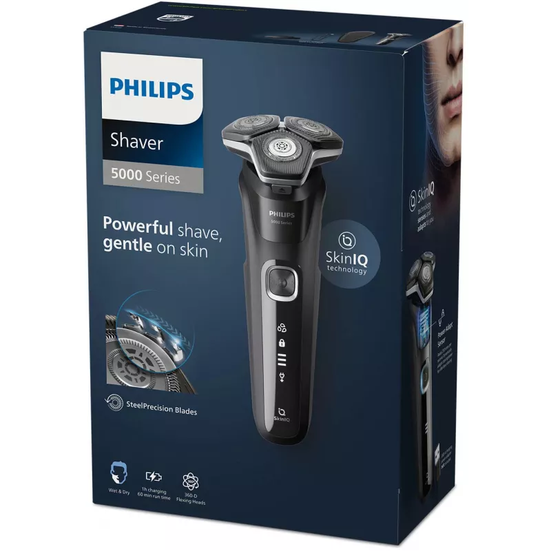 Elektripardel Philips Series 5000 S5898/35 — 3 peaga, märg ja kuiv, SteelPrecision terad, 60 min juhtmevaba
