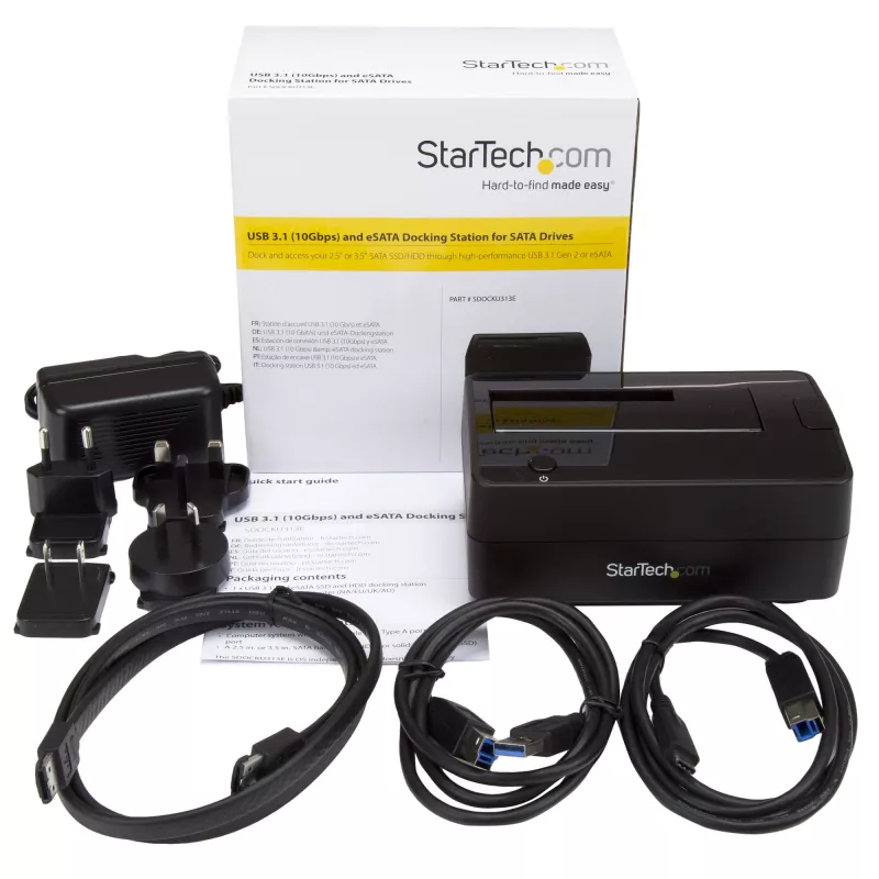 StarTech.com Single Bay USB 3.1 / eSATA to SATA kõvaketta dokkimisjaam, USB 3.1 (10 Gbps) kõvaketta dokk, väline 2,5/3,5-tolline SATA III HDD/SSD dokkimisjaam, ülalt laetav kõvaketta pesa