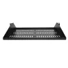 StarTech.com 2U serveririiuli riiul, tsentraalselt paigaldatav universaalne ventileeritav riiulikonsool 19 inch võrguseadmete riiulile, tugev teras, 200 naela kandevõime, 14 inch sügav, must