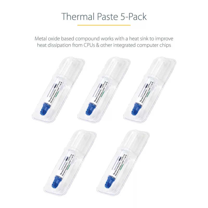 StarTech.com Termopasta, 5 tk taassuletavat süstalt (1,5 g/tk), metalloksiidühend, protsessori jahutusradiaatori termomääre