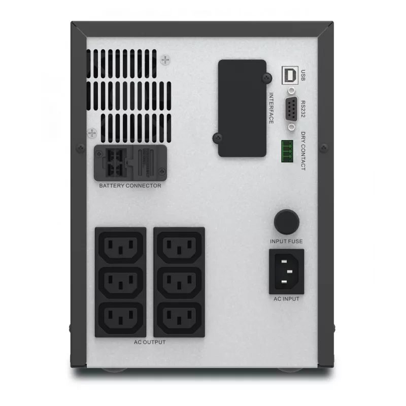 APC Easy UPS 1 Ph Line Interactive, 2000VA, Tower, 230V, 6 IEC C13 pistikupesa, AVR, kuivkontakt, LCD, ilma võrgukaardi toeta