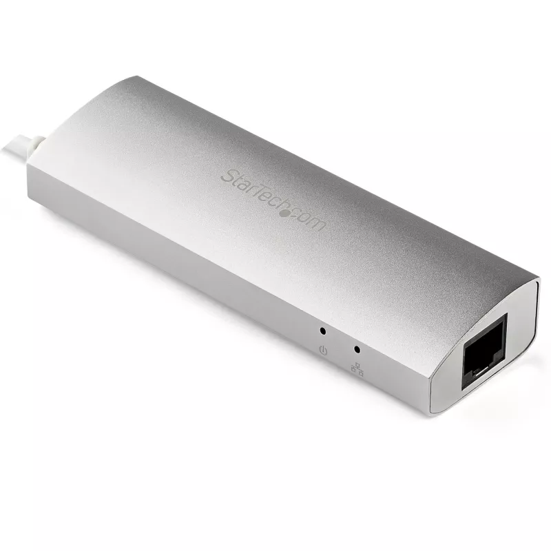 StarTech.com 3-pordiline kaasaskantav USB 3.0 jaotur ja Gigabit Ethernet - sisseehitatud kaabel~3-pordiline kaasaskantav USB 3.0 jaotur ja Gigabit Ethernet - 5 Gbps - sisseehitatud kaabel