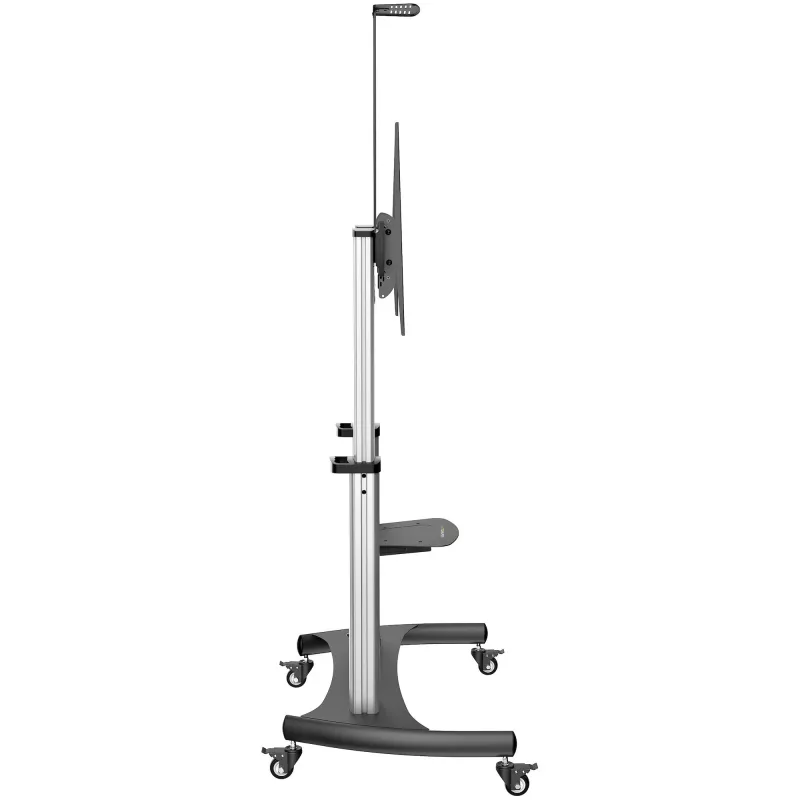 StarTech.com mobiilne telerialus - tugev telerikäru 60-100-tollisele ekraanile (100 kg / 220 naela) - kõrgusega reguleeritav veerev lameekraani põrandaalus ratastel - universaalne telerikinnitus koos riiulitega