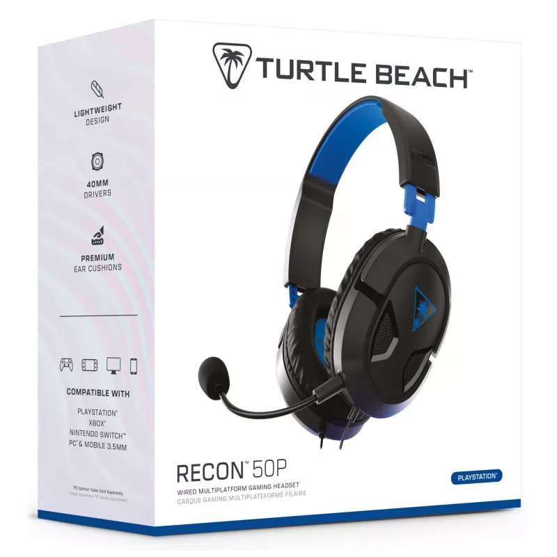 Turtle Beach Recon 50P peakomplekt, juhtmega mänguri peakomplekt – PS5, PS4, Xbox Series X või S, Xbox One ja PC