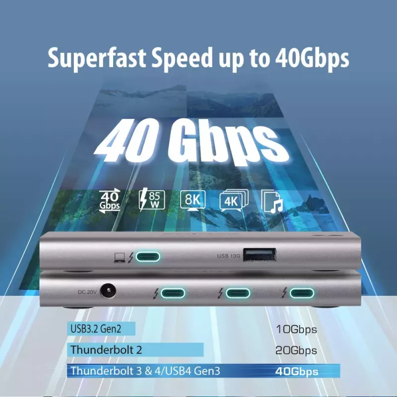 Edimax TD-405BP sülearvuti dokk/pordi paljundaja juhtmega Thunderbolt 4 60W