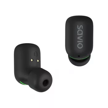 Juhtmevabad kõrvasisesed kõrvaklapid SAVIO TWS-09 — Bluetooth 5.1, binauraalne, 20–20000 Hz, 8 h kõneaeg, akupank, USB-C laadimine, must