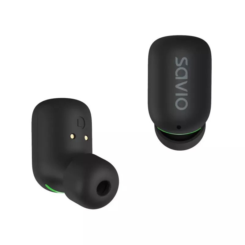 Juhtmevabad kõrvasisesed kõrvaklapid SAVIO TWS-09 — Bluetooth 5.1, binauraalne, 20–20000 Hz, 8 h kõneaeg, akupank, USB-C laadimine, must