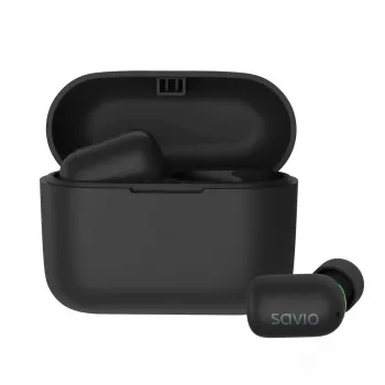 Juhtmevabad kõrvasisesed kõrvaklapid SAVIO TWS-09 — Bluetooth 5.1, binauraalne, 20–20000 Hz, 8 h kõneaeg, akupank, USB-C laadimine, must