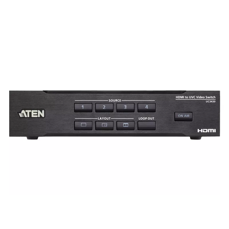 ATEN CAMLIVE PRO 4K 4-sisendiga HDMI-USB videolüliti, must, HDMI, 3840 x 2160 pikslit, metall, Taiwan, 3840 x 2160 1920 x 1080 1280 x 720