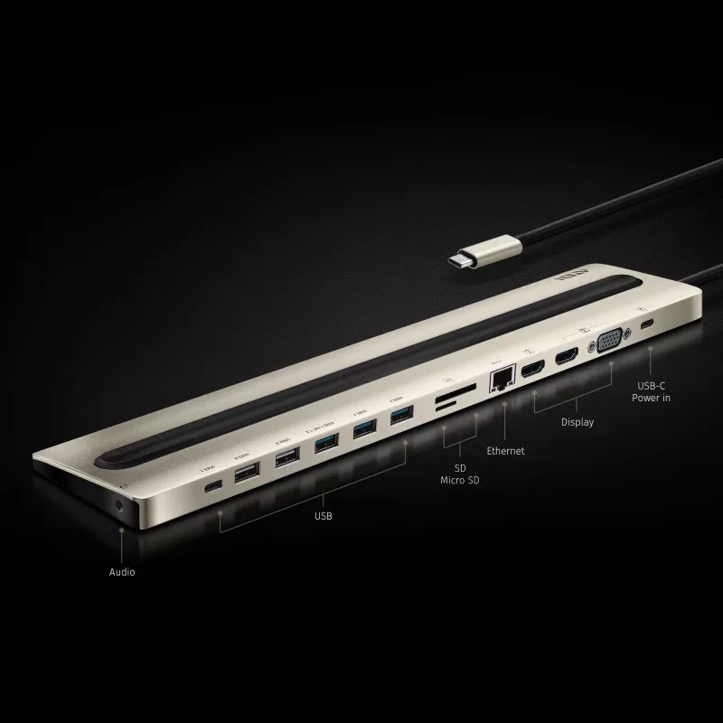 ATEN USB-C multipordi dokk toiteläbipääsuga