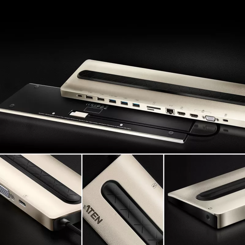 ATEN USB-C multipordi dokk toiteläbipääsuga