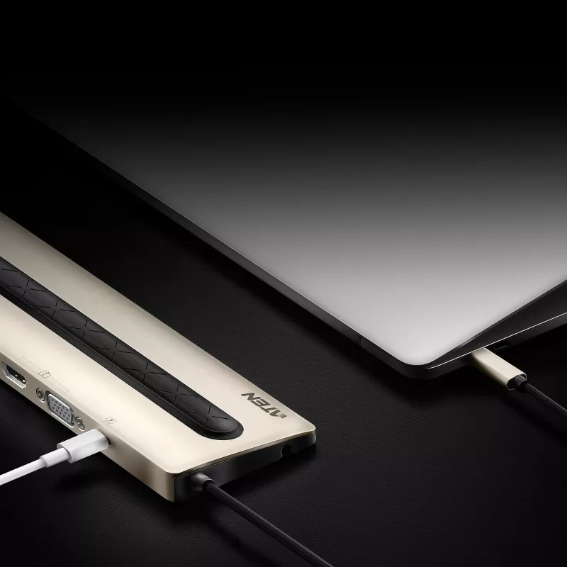 ATEN USB-C multipordi dokk toiteläbipääsuga