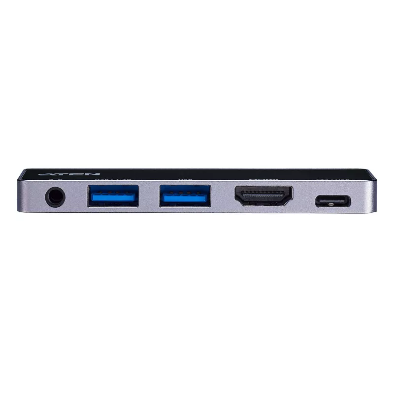 ATEN USB-C reisidokk võimsuse läbipääsuga, universaalne, USB USB-C, must, hõbedane
