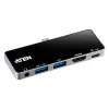 ATEN USB-C reisidokk võimsuse läbipääsuga, universaalne, USB USB-C, must, hõbedane