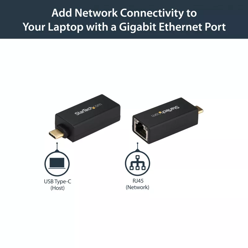 StarTech.com USB-C–Gigabit Etherneti adapter – 1 Gbps NIC USB 3.0/USB 3.1 tüüp C võrguadapter – 1GbE USB-C–RJ45/LAN port, Thunderbolt 3 ühilduv Windows MacBook Pro Chromebook