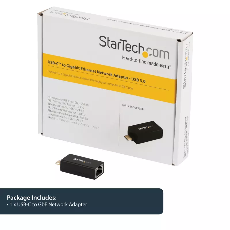 StarTech.com USB-C–Gigabit Etherneti adapter – 1 Gbps NIC USB 3.0/USB 3.1 tüüp C võrguadapter – 1GbE USB-C–RJ45/LAN port, Thunderbolt 3 ühilduv Windows MacBook Pro Chromebook