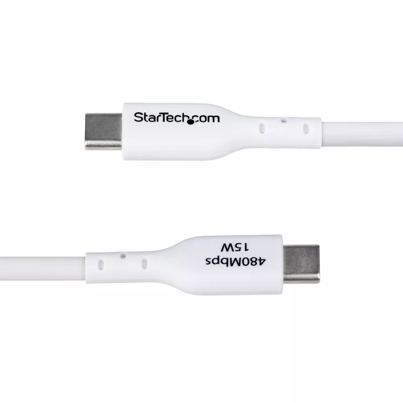 StarTech.com 3m (9,8 jalga) USB-A USB-C laadimiskaabel, laadimine ja sünkroonimine, 3A, USB 2.0, TPE ümbris – valge USB-laadimisjuhe
