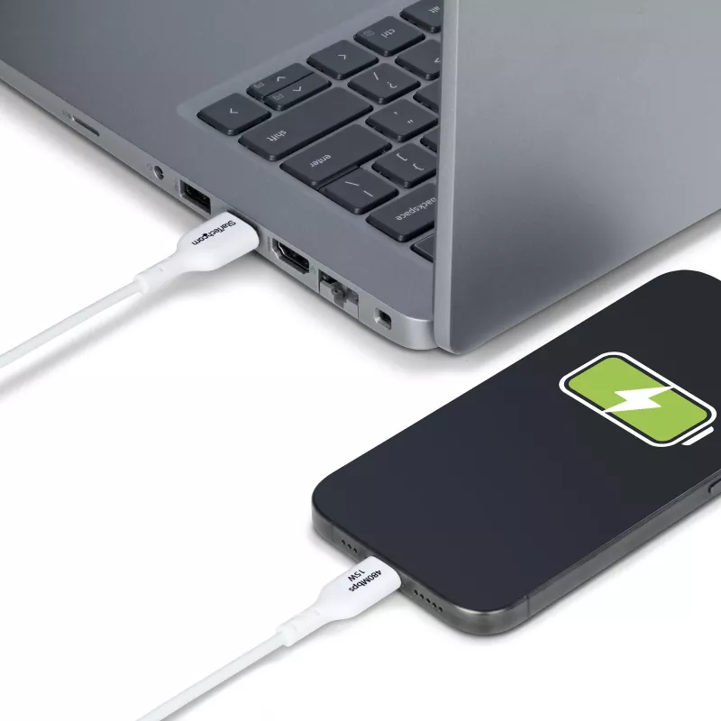 StarTech.com 3m (9,8 jalga) USB-A USB-C laadimiskaabel, laadimine ja sünkroonimine, 3A, USB 2.0, TPE ümbris – valge USB-laadimisjuhe