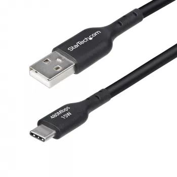 StarTech.com 4m USB-A to USB-C laadimiskaabel, laadimine ja sünkroonimine, 3A, USB 2.0, TPE mantel - must USB laadimiskaabel