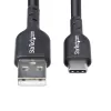 StarTech.com 4m USB-A to USB-C laadimiskaabel, laadimine ja sünkroonimine, 3A, USB 2.0, TPE mantel - must USB laadimiskaabel