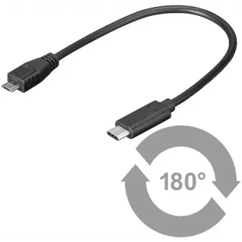 Microconnect USB3.1CAMB02 USB-kaabel USB 2.0 0,2 m Micro-USB B USB C Must