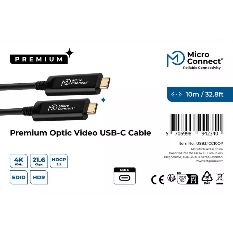 Microconnect USB3.1CC10OP USB-kaabel USB 3.2 Gen 1 (3.1 Gen 1) 10 m USB C Must