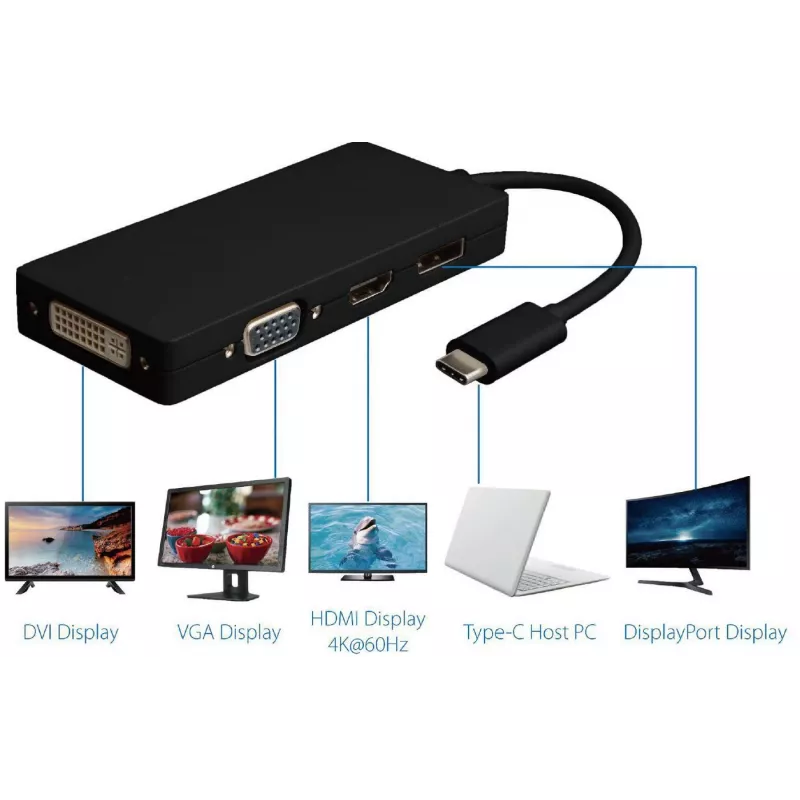Microconnect USB3.1CCOM10 USB-graafikaadapter 3840 x 2160 pikslit must