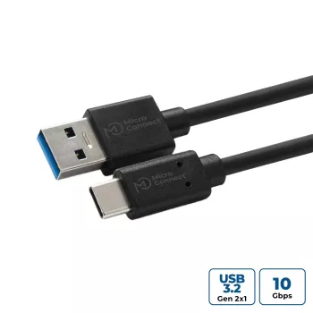 Microconnect USB3.2CA1 USB-kaabel USB 3.2 Gen 2 (3.1 Gen 2) 1 m USB A USB C Must