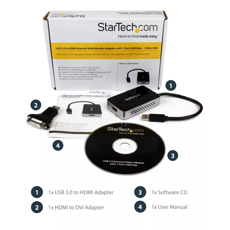 StarTech.com USB 3.0 HDMI-adapter 1 USB-pordiga, USB-HDMI monitorimuundur Windowsile (ei toeta macOS/ChromeOS/Linux) – TAA