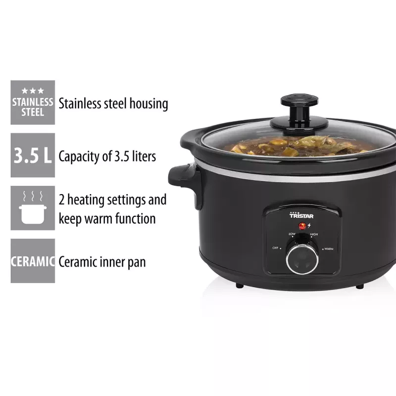 Aeglane pliit Tristar VS-3915 3.5L must pöördnupuga 180 W