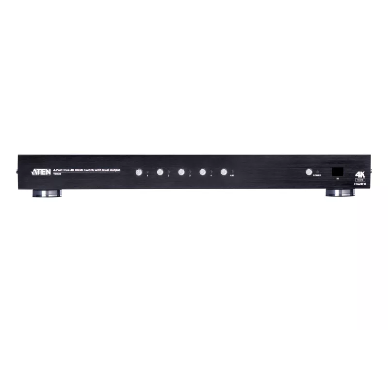 ATEN 4-pordiline tõeline 4K HDMI lüliti kahe väljundiga, HDMI, metallist, must, 60 Hz, 3 m, 3840 x 2160, 4096 x 2160