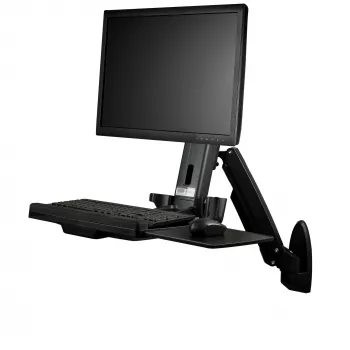 StarTech.com seinakinnitusega tööjaam – liigendatav täisliikumisega seisulaud, ergonoomiline kõrgusreguleeritav monitori- ja klaviatuurialuse käsi – hiire- ja skannerihoidjad – üks VESA-kuvar