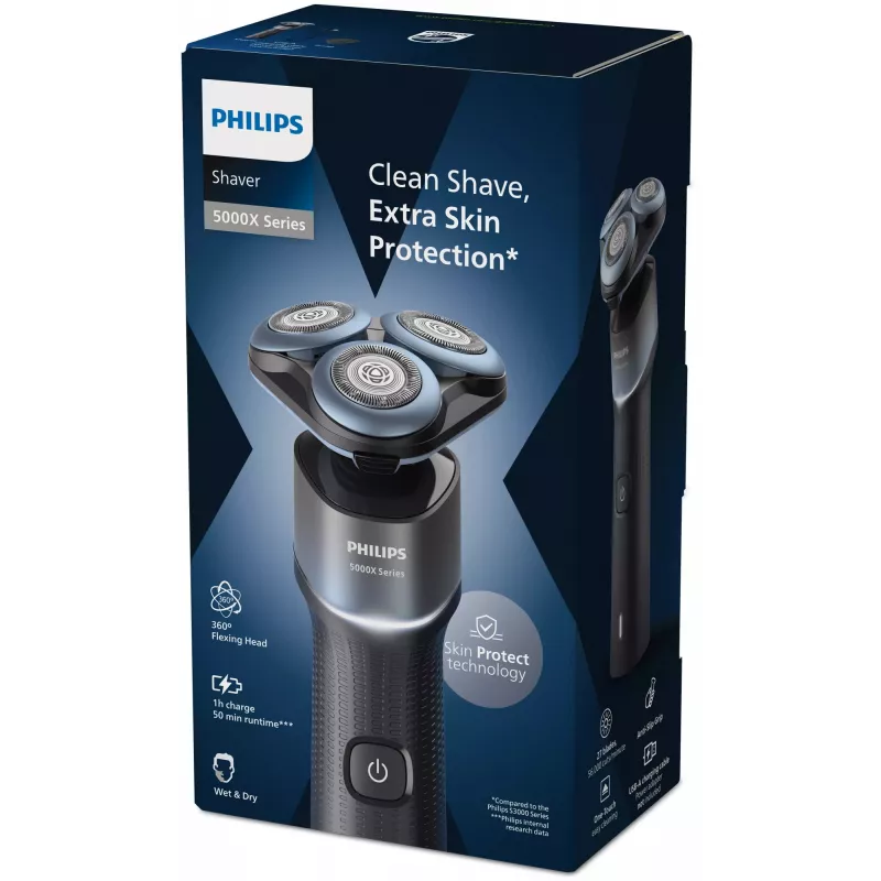 Elektriline pardel Philips Shaver 5000X seeria X5006/00 — 3 pöörlevat pead, märg ja kuiv, 50 min aku, USB-C kiirlaadimine