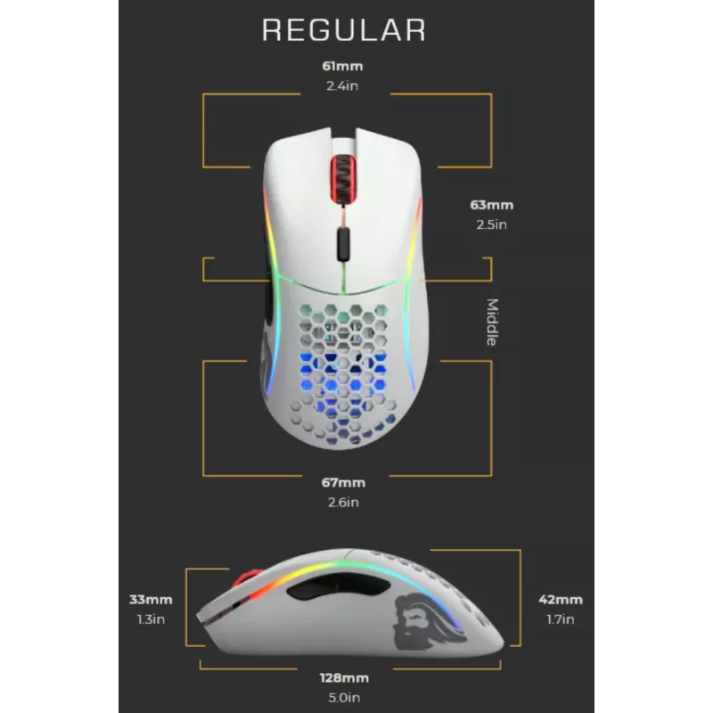 Glorious Gaming Glorious Model D Wireless - Mattvalge, Paremakäeline, RF-juhtmevaba, 19000 DPI, Valge