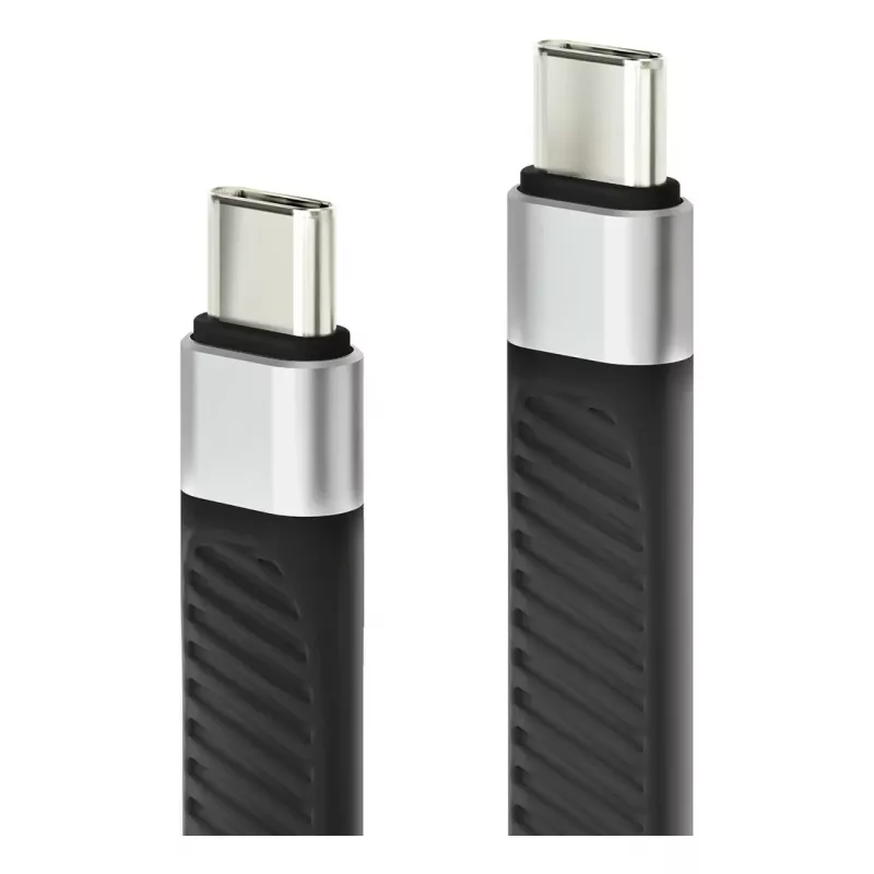 Techly ICOC-USBC-FL-U4 USB-kaabel USB4 Gen 2x2 0,124 m Must