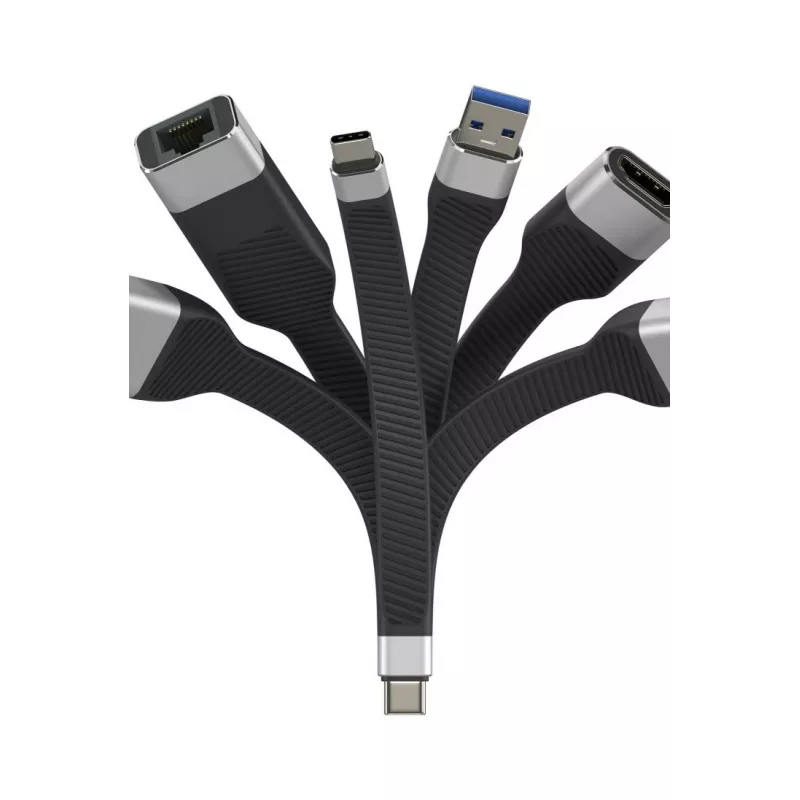 Techly ICOC-USBC-FL-U4 USB-kaabel USB4 Gen 2x2 0,124 m Must