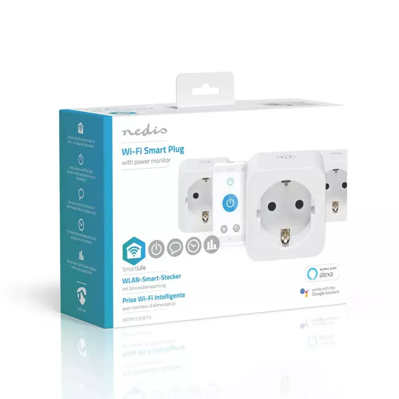 Nutipistik Nedis WIFIP121FWT3 – siseruumides kasutatav Wi-Fi pistikupesa, 3 tk pakendis