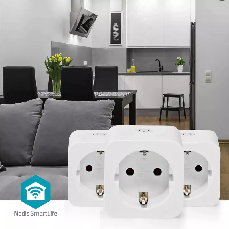 Nutipistik Nedis WIFIP121FWT3 – siseruumides kasutatav Wi-Fi pistikupesa, 3 tk pakendis