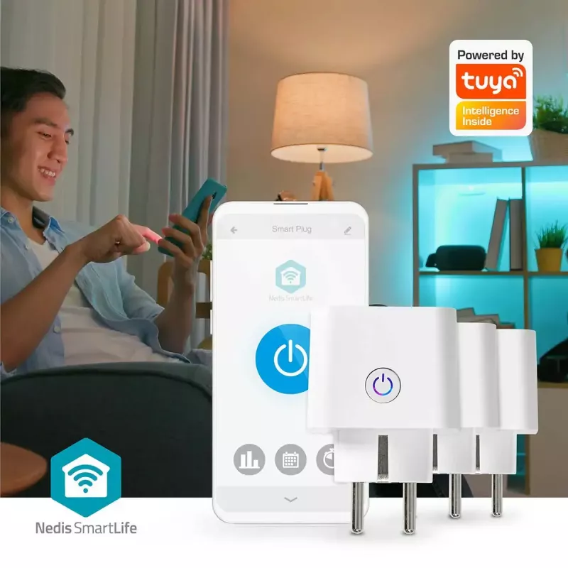 Nutipistik Nedis WIFIP121FWT3 – siseruumides kasutatav Wi-Fi pistikupesa, 3 tk pakendis