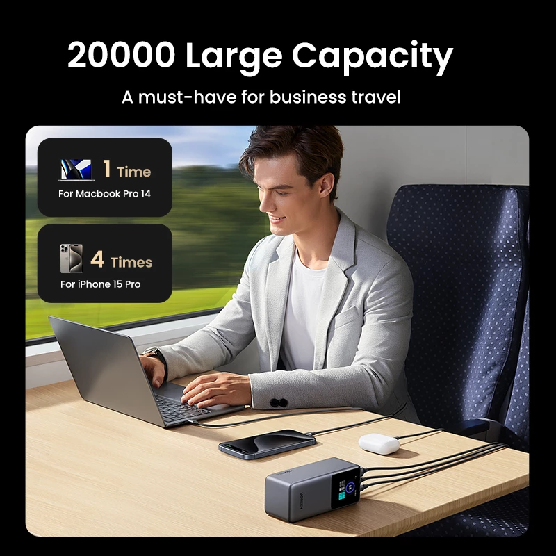 Ugreen 20000mAh 130W kiirlaadimisega akupank liitiumhall