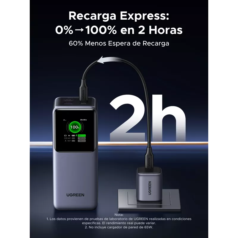Ugreen 20000mAh 130W kiirlaadimisega akupank liitiumhall
