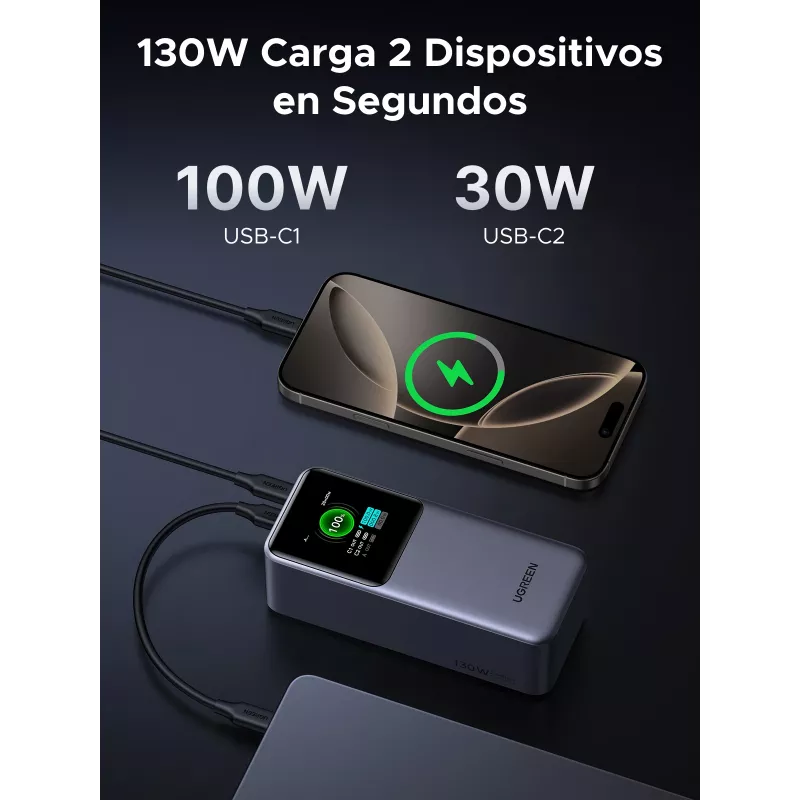 Ugreen 20000mAh 130W kiirlaadimisega akupank liitiumhall
