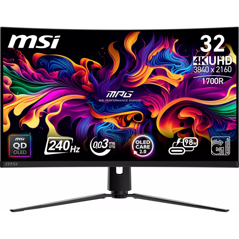 MSI MPG 321CURX QD-OLED arvutimonitor 80 cm (31,5 tolli) 3840 x 2160 pikslit 4K Ultra HD must