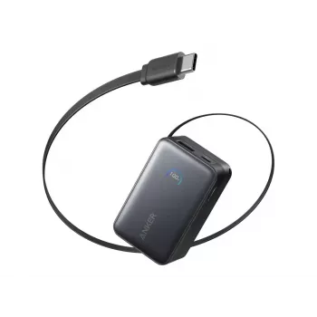 Akupank Anker Nano 45W sisseehitatud sissetõmmatava USB-C kaabliga A1638H11 10000 mAh Must