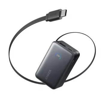 Akupank Anker Nano 45W sisseehitatud sissetõmmatava USB-C kaabliga A1638H11 10000 mAh Must