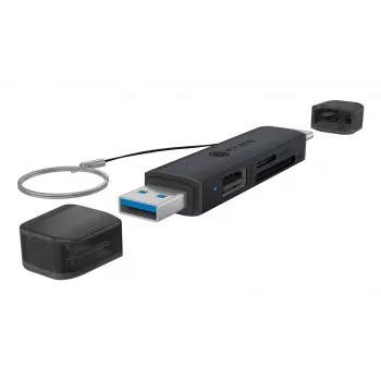 Kaardilugeja icybox 61179 — USB 3.2 Gen1 3-in-1, USB USB-C ja Type-A pistikud