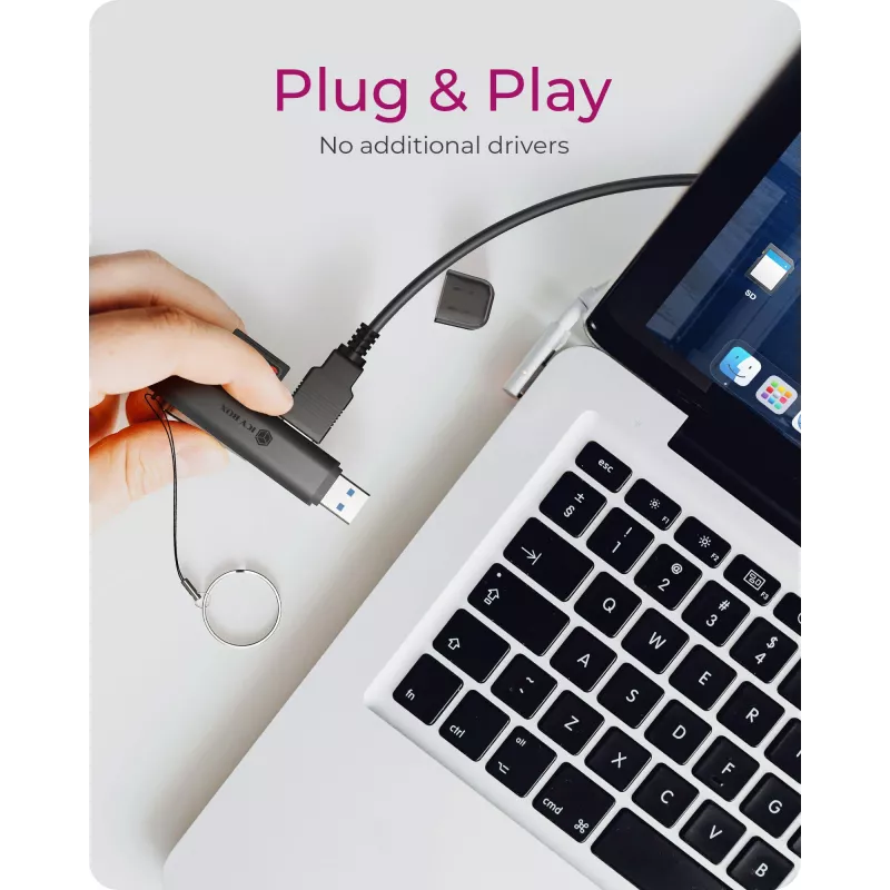 Kaardilugeja icybox 61179 — USB 3.2 Gen1 3-in-1, USB USB-C ja Type-A pistikud